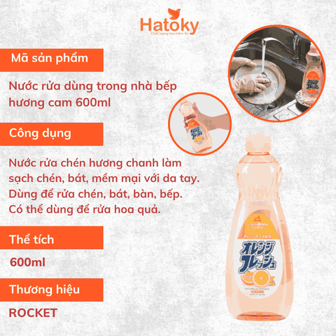 Nước rửa chén, bát hương cam 600ml
