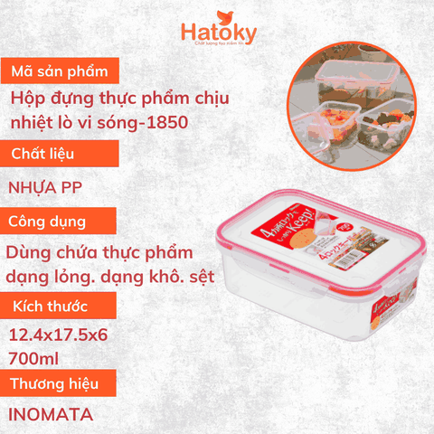 Hộp đựng thực phẩm chịu nhiệt lò vi sóng 700ml-1850