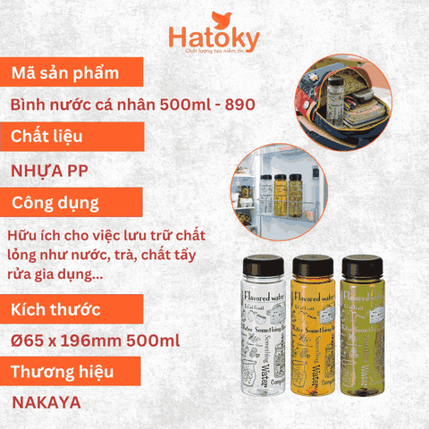 Bình nước cá nhân Nakaya 500ml