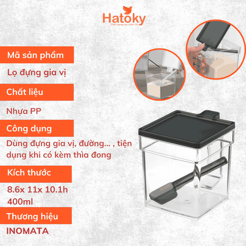 Hộp Gia Vị Dáng Vuông Inomata 400ml