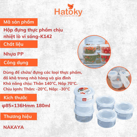 Bộ 3 Hộp Nhựa Tròn Đựng Thực Phẩm NAKAYA 180mL