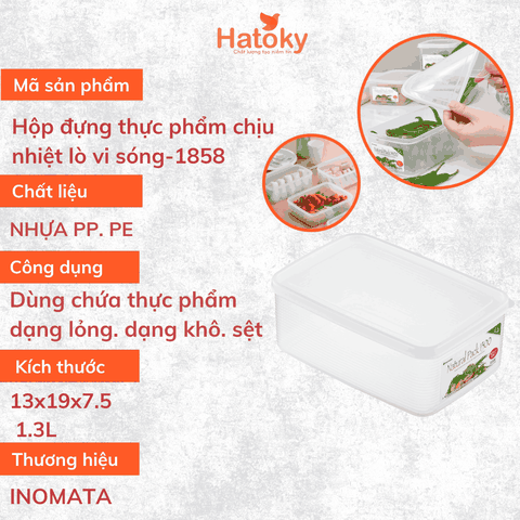 Hộp nhựa đựng thực phẩm Inomata Natural Pack 1300ml