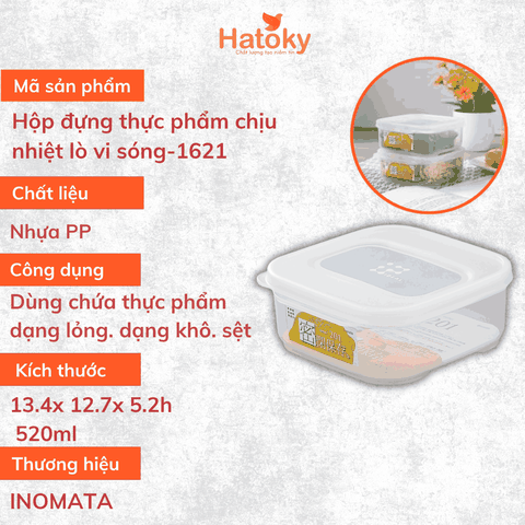 Hộp Đựng Thực Phẩm Chịu Nhiệt Lò Vi Sóng INOMATA Nhật Bản 520ml