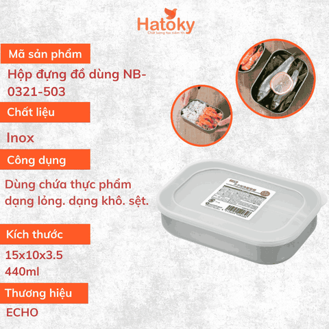 Hộp đựng thực phẩm Inox nắp nhựa ECHO 440ml