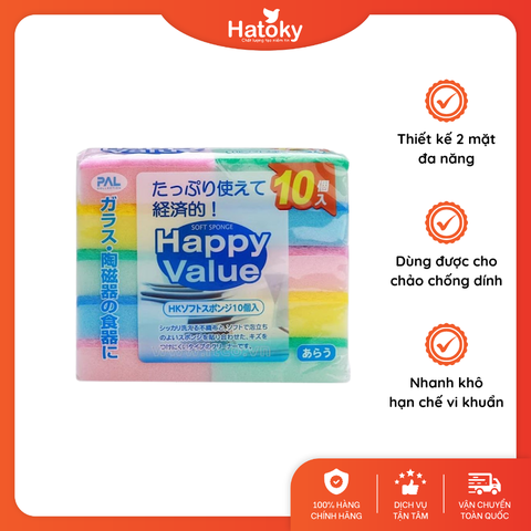 Set 10 Miếng Mút Rửa Ly, Cốc Happy Value