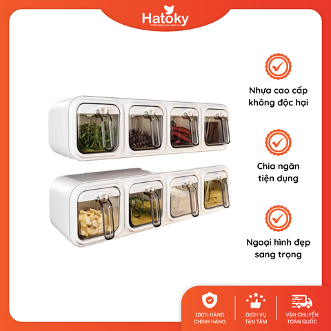 Set hũ gia vị gắn tường - set 4 hũ