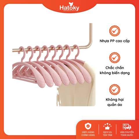 Bộ 5 móc treo quần áo chống trượt tiện dụng - màu hồng