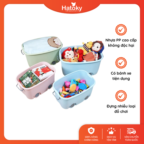 Thùng đựng đồ chơi cho bé có bánh xe 620 - màu xanh