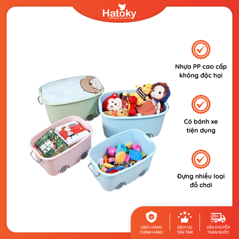 Thùng đựng đồ chơi cho bé có bánh xe 622 - màu hồng