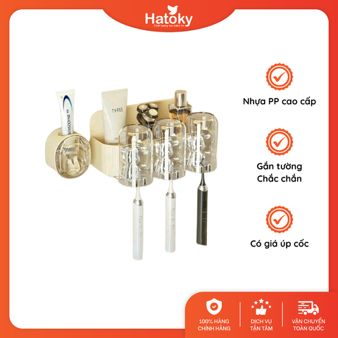Kệ để bàn chải gắn tường - 3 cốc