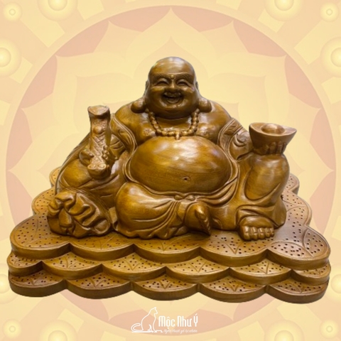 Ngài Di Lặc Tài Lộc gỗ Bách Xanh thơm 40cm