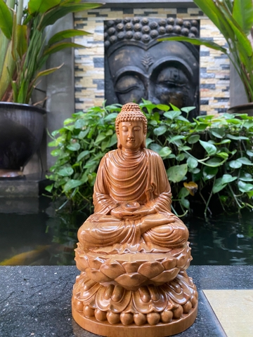 Đức Phật Thích Ca Mâu Ni gỗ Bách Xanh 20cm