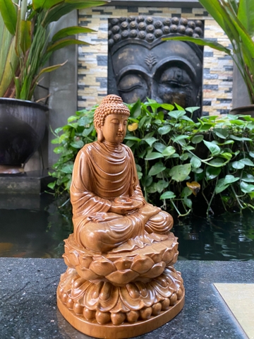 Đức Phật Thích Ca Mâu Ni gỗ Bách Xanh 15cm (loại A)