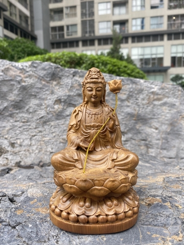 Tương Bồ Tát Đại Thế Chí gỗ Bách Xanh 20cm