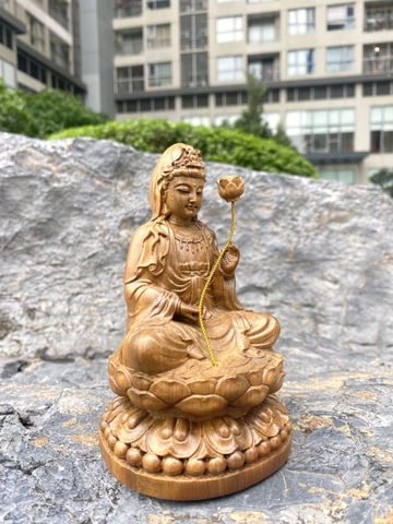 Đại Thế Chí Bồ Tát gỗ Bách Xanh 15cm (Loại A)