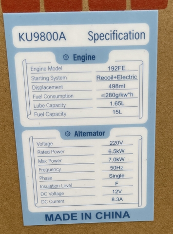 Máy phát điện dầu đồng bộ  KJ9800A ( 6kw) KUJOYO