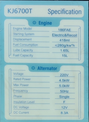 Máy phát điện dầu đồng bộ  KJ6700T ( 5kw) KUJOYO