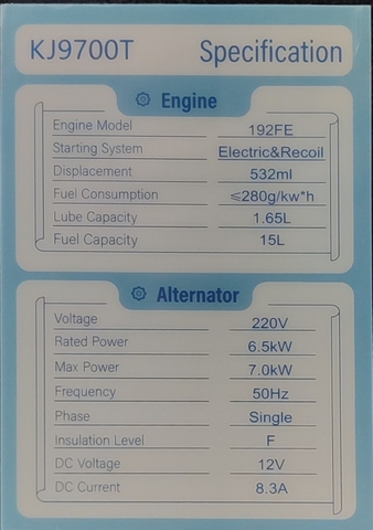 Máy phát điện dầu đồng bộ  KJ9700T ( 6kw) KUJOYO