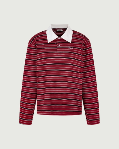 Striped Long-sleeve Polo - Maroon