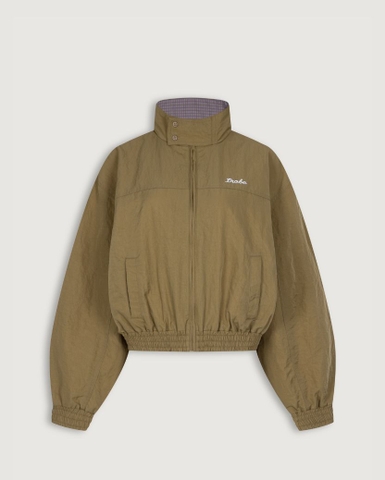 Plaid Collar Parachute Jacket - Camel