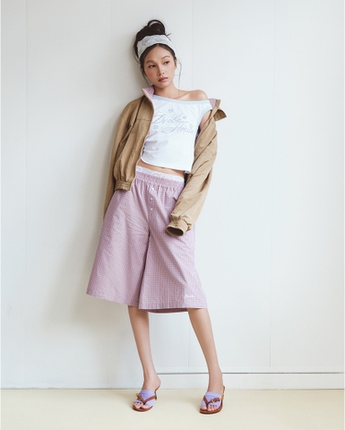 Easy Plaid Shorts - Lilac & Tan