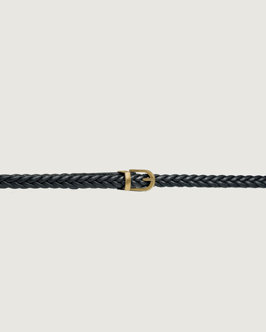 Slim Braided Buckle Belt - Black