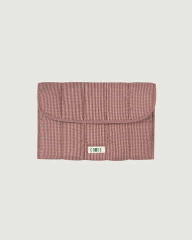Quilted Plaid Laptop Sleeve - Rose-wood