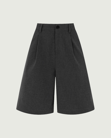 Striped Relaxed Shorts - Charcoal