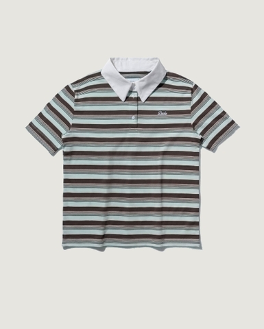 Cropped Striped Polo - Chocomint