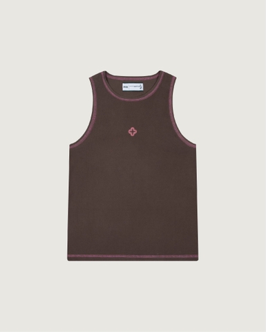 Contrast-stitched Floret Tank - Rose-wood