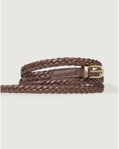 Slim Braided Buckle Belt - Chocolate