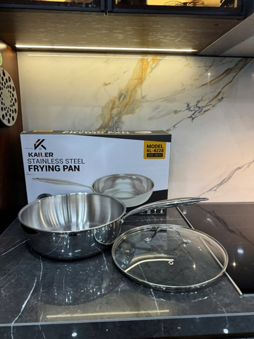 Chảo xào inox kailer công nghệ Nano nhiệt lạnh 26cm có vung; KL-8226