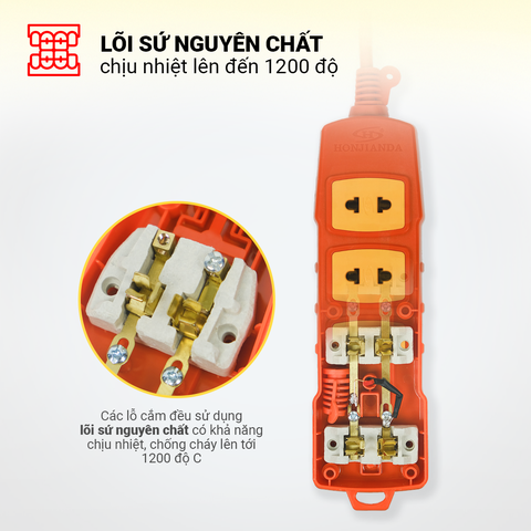 Ổ cắm điện công nghiệp Honjianda, công suất 4000W, lõi sứ chống cháy chịu nhiệt tốt