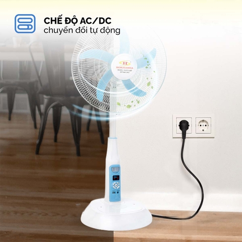 Quạt sạc tích điện AC/DC 18 inch Honjianda FL-803 - có remote điều khiển, đèn LED hỗ trợ cúp điện