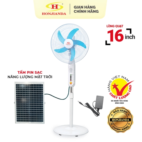 Quạt sạc năng lượng mặt trời AC/DC Honjianda FL3816/3616 - có kèm tấm năng lượng mặt trời