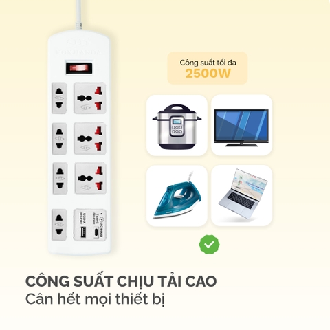 Ổ cắm điện Honjianda Mã 04/05/06 tích hợp sạc nhanh USB-C PD3.0 20W