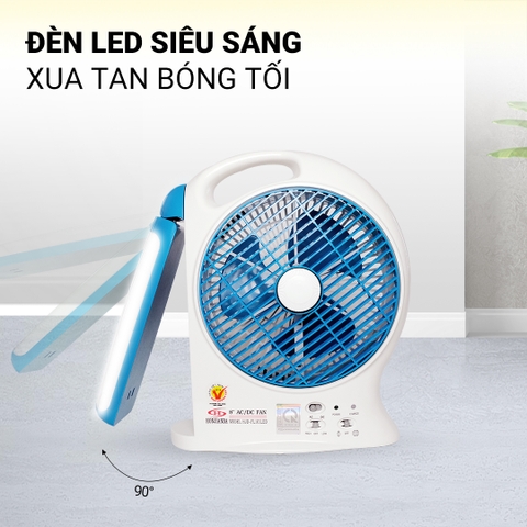 Quạt sạc tích điện dạng hộp Honjianda FL101 - lồng quạt 8 inch, có tích hợp đèn LED hỗ trợ cúp điện