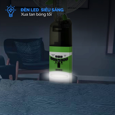 Quạt sạc tích điện hơi nước Honjianda 918PS - chế độ gió tự nhiên, lồng quạt 18 inch, có bánh xe di chuyển tiện lợi