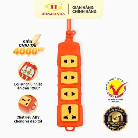 Ổ cắm điện công nghiệp Honjianda, công suất 4000W, lõi sứ chống cháy chịu nhiệt tốt