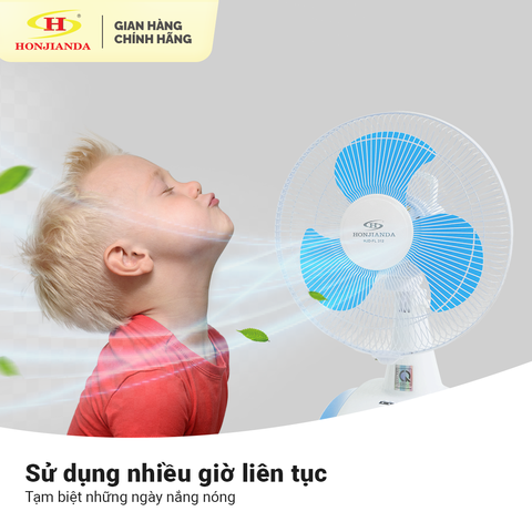 Quạt sạc tích điện Honjianda FL312 - lồng quạt 12 inch, 2 bình ắc quy