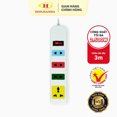 Ổ cắm điện Honjianda Mã 03 - dây dài 3m, chất liệu ABS chịu nhiệt tốt