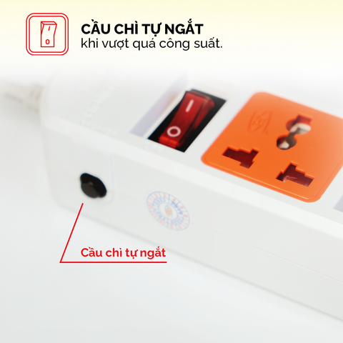 Ổ cắm điện Honjianda Mã 07  - công suất tối đa 3.300W, tích hợp cổng USB dây dài 3m, chất liệu ABS chịu nhiệt tốtH