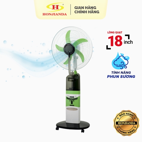 Quạt sạc tích điện hơi nước Honjianda 918PS - chế độ gió tự nhiên, lồng quạt 18 inch, có bánh xe di chuyển tiện lợi