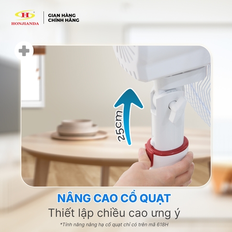 Quạt Sạc Tích Điện để bàn AC&DC 16 inch Honjianda FL616 - có đèn LED hỗ trợ cúp điện