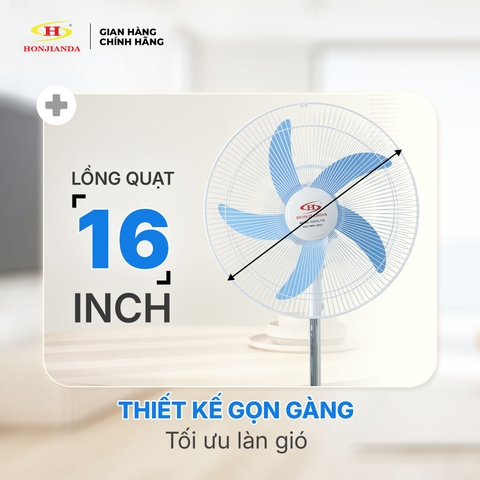 Quạt Sạc Tích Điện để bàn AC&DC 16 inch Honjianda FL716 - có đèn LED & USB hỗ trợ cúp điện