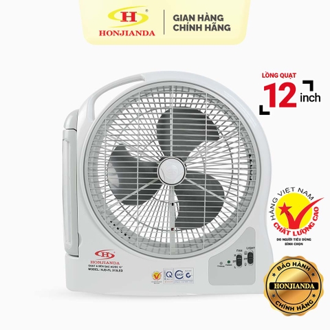 Quạt sạc tích điện dạng hộp Honjianda FL313 - tích hợp đèn LED hỗ trợ cúp điện