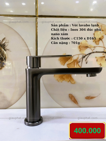 Vòi Lavabo Lạnh Gật Gù VL005 Nano Xám
