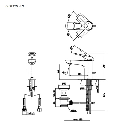 Vòi Lavabo TOTO TTLR301F-1RR Nóng Lạnh