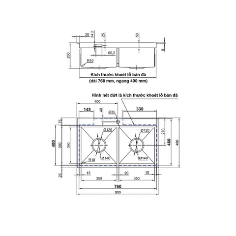 Chậu Rửa Chén LUXTA LC8049-5.0