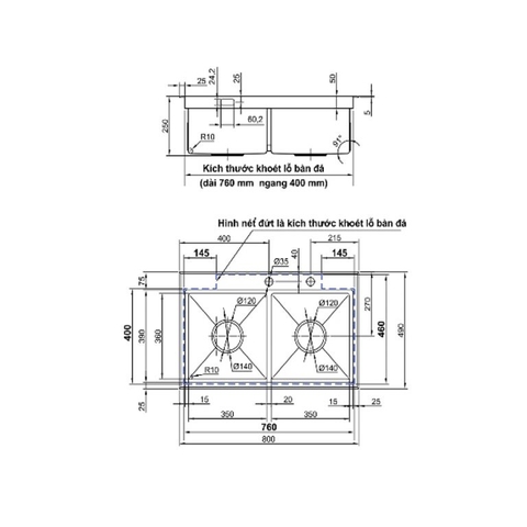 Chậu Rửa Chén LUXTA LC8049N-5.0